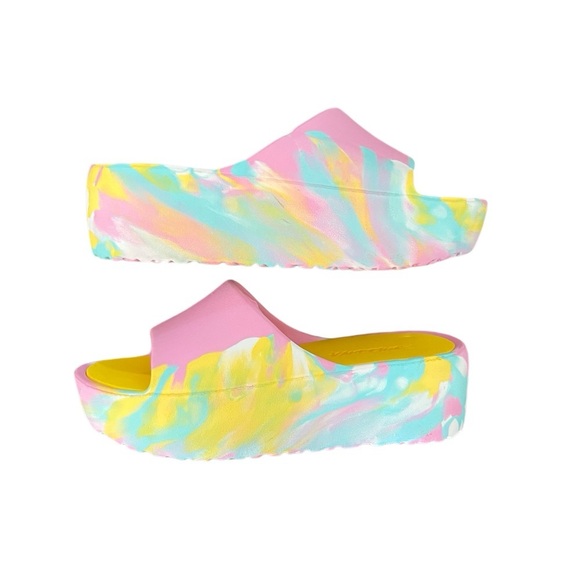 Wild Diva Sandals Women's 7 Foam Platform Chunky Slide Cotton Candy - Picture 1 of 7